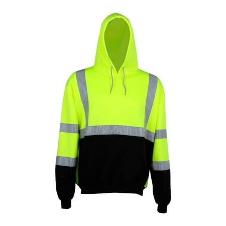 GSS Safety 7001 Class 3 Pullover Fleece Sweatshirt With Black Bottom, Lime, XL